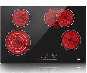 lot 9123 image: Electric Cooktop Ceramic Stove 4 Burners 30 inch Built-in Countertop Burners Cooker Satin Glass in Black Touch Sensor