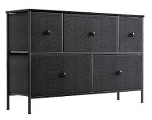 lot 9139 image: 5-Drawer Black and Grey Steel Frame Bedroom Storage Organizer Chest Dresserby REAHOME