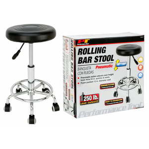 lot 53023 image: Performance Tool W85027 19 -24 Pneumatic Rolling Swivel Backless Bar Stool 250 lbs