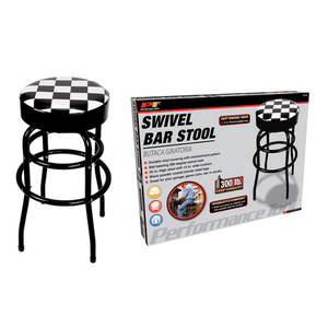 lot 53117 image: Performance Tool W85023 28.5 Height Swivel Bar Stool 14 Round Seat with Checkerboard Print
