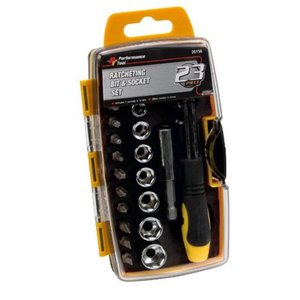 lot 53143 image: Performance Tool (20156) 23-Piece Ratcheting Bit And Socket Set