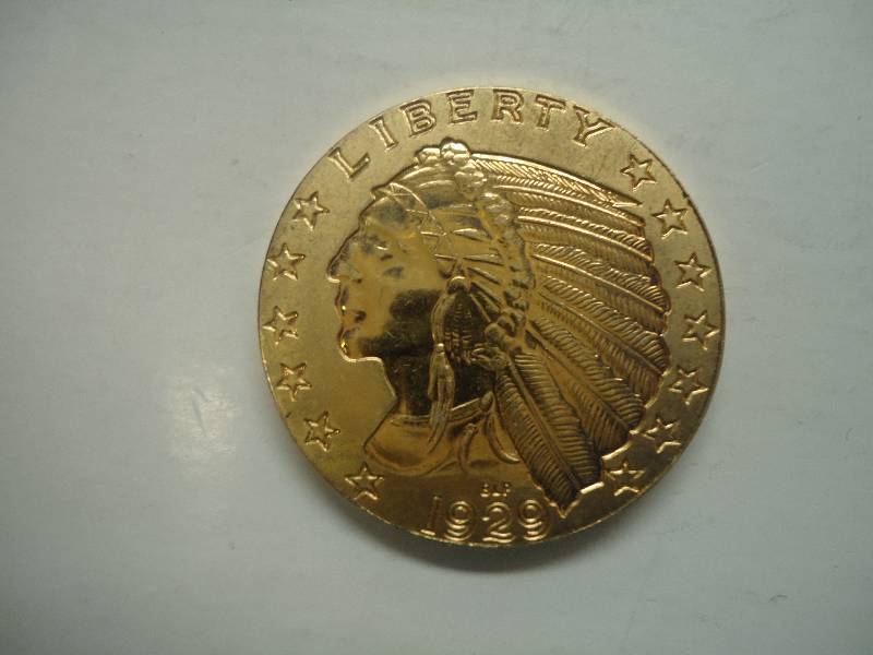 1929 Five Dollar Gold Indian Copy. 