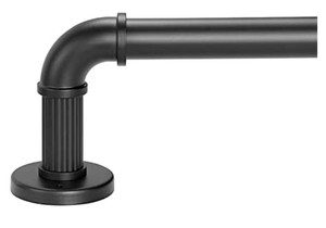 lot 23248 image: 1 Inch Industrial Curtain Rods, Outdoor Curtain Rod for Windows 28 to 48 inch, Black Farmhouse Curtain Rods, Drapery Rods of Window Treatment ( 28-48)