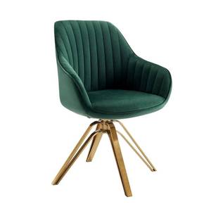 lot 23249 image: Art Leon Arthur Mid-Century Deep Green Fabric Swivel Accent Arm Chair with Metal Legs