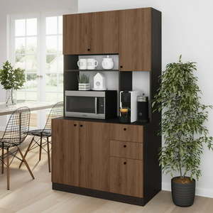 lot 23260 image: Living Skog 71 Pantry Kitchen Storage Cabinet White Large For Microwave- Retail$307.99