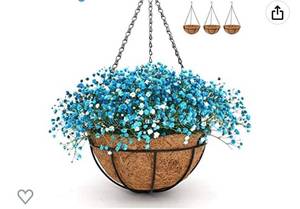 lot 23264 image: 3Pack14inch Metal Hanging Planter Basket with Coco Coir Lier & Non-Woven Fabric Water Retention with Chain Porch Decor Folwer Pots Hanger Garden Decortion Indoor Outdoor Watering Hanging Baekets