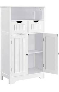lot 23275 image: Yaheetech Bathroom Storage Cabinet with 2 Drawers & Adjustable Shelf, 2 Doors Bathroom Floor Cabinet, Wooden Cupboard for Living Room, Hallway, White