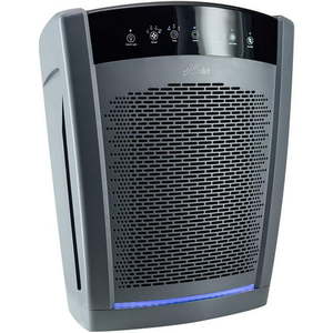 lot 23280 image: Hunter HP800 Multi-Room Whole Home Console Air Purifier Features True HEPA Filter Multiple Fan Speeds Soft Touch Digital Control Panel Sleep Mode Timer Accent Light