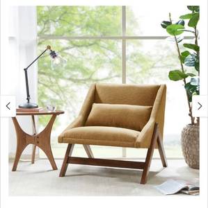 lot 23281 image: Carson Carrington Turi Mustard Yellow Pecan Lounge Chair Retail$382.99