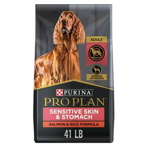 lot 23282 image: Purina Pro Plan Sensitive Skin and Stomach Dog Food With Probiotics for Dogs Salmon & Rice Formula 41 lb. Bag