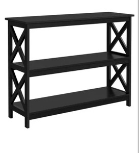 lot 23301 image: Yaheetech 3-Tier Wooden Console Table X Design Entryway Table