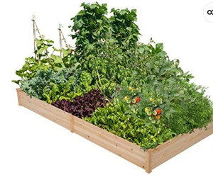 lot 23302 image: Yaheetech Wooden Outdoor Raised Garden Bed Elevated Wood Planter Garden Box Kit for Flowers Vegetables Herbs in Backyard Patio Planting Box Kit Natural Wood 92.3 x 47.4 x 10 in