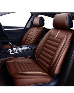 lot 37845 image: AUTO Car Seat Covers Accessories 2 Piece Front Premium Nappa Leather Cushion Protector Universal Fit for Most Cars SUV Pick-up Truck, Automotive Vehicle Auto Interior D�cor (OS-001 Brown)