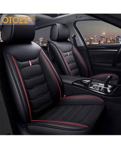 lot 37855 image: otoez Leather Car Seat Covers Universal Fit Most Honda Chevy Toyota Hyundai Nissan Jeep VW Mazda Deluxe 5 Seats Front Cover for Car Sedan SUV Truck Vans (Black & Red)