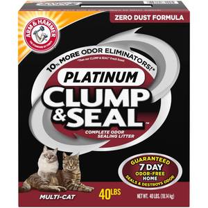 lot 180053 image: ARM & HAMMER Clump & Seal Platinum Cat Litter Multi-Cat 40 lb