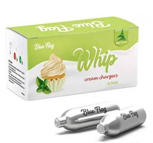 lot 180103 image: BLUE FLAG Mint Flavor 8 Gram Whipped Cream Chargers Nitrous Oxide Chargers, for Whipped Cream Dispenser -