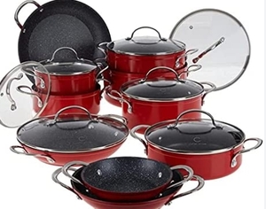 lot 23252 image: CURTIS STONE 17PC COOKWARE SET RED