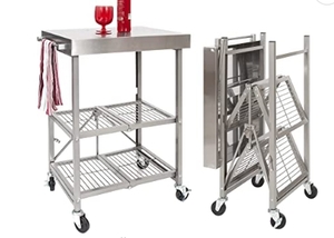 lot 23259 image: SS FOLDABLE ENTERTAINMENT WOOD & STEEL CART