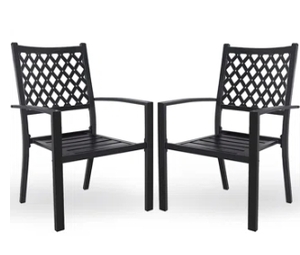 lot 23274 image: Yaheetech 2 PCS Metal Black Outdoor Patio Chairs