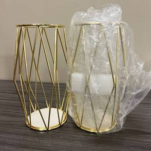 lot 4546 image: Nuptio Gold Pillar Candle Holder 2 pc