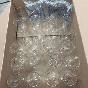 lot 4590 image: 21 count 12 oz Unbreakable Stemless Plastic Wine Champagne Glasses