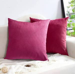 lot 4594 image: MIULEE Pack of 2, Velvet Soft Solid Decorative Square Throw Pillow Covers Set Cushion Case for Sofa Bedroom 26x26�� Hot pink