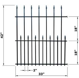 lot 4601 image: MTB Black Steel Decorative Garden Fence Panels, Metal Fence Animal Barrier 42.3 in H x 11 ft W Landscape Border Fence, Flat Top