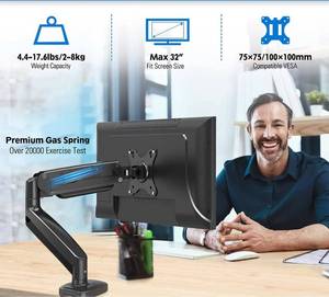 lot 4616 image: Dynamic Single Monitor Desk Mount, Adjustable Gas Spring Monitor Arm Support Max 32 Inch, 4.4-17.6lbs Screen, Computer Monitor Stand Holder with ClampGrommet Mounting Base, VESA Mount Bracket, MU0004