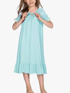 lot 4627 image: Ekouaer Girls Nightgowns Short sleeve Sleepwear Comfy Princess Sleep Shirt for Kids Pajama Dress Size 4-5.