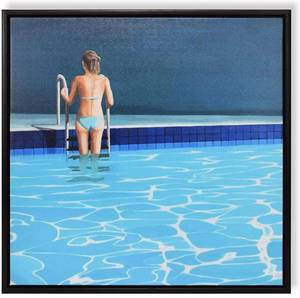 lot 4643 image: Framed Canvas Wall Art 16�16 inch Swimming Pool Wall Paintings for Living Rooms Bath Rooms Office Home Decor