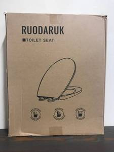 lot 4644 image: Ruodaruk Toilet Seat LPF-07 Round Toilet Seat Cover, Slow Closing, Easy Installation, Four Bumpers Never Loosen, Durable Solid Plastic, White