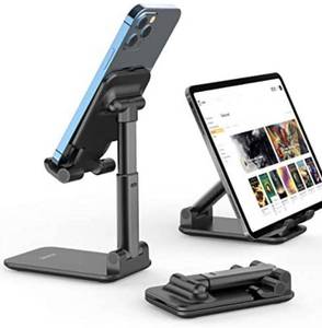 lot 4673 image: Licheers Cell Phone Stand, Angle Height Adjustable Phone Stand Holder for Desk (Black-LC352)