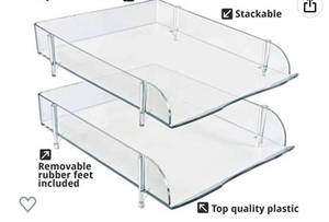 lot 4679 image: Stackable Letter Tray Desk Organizer. Set of 3.