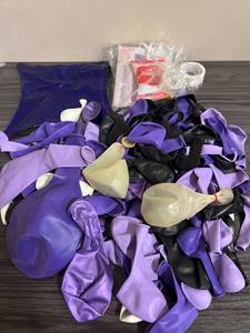 lot 4687 image: Purple Balloon Garland Kit White Macaron Metallic Purple Confetti Balloons. See pictures