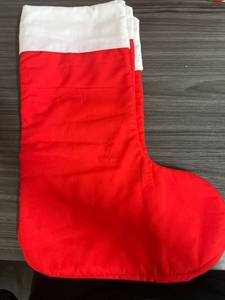 lot 4699 image: Holiday Stockings set of 3 (One says ��Donna��). Red with white lining.