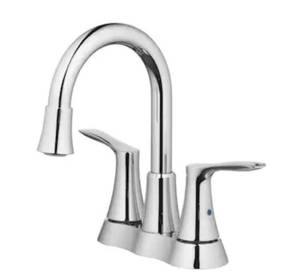 lot 4767 image: allen  roth Brookes Chrome 2-handle 4-in centerset WaterSense Mid-arc Bathroom Sink Faucet with Drain
