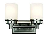 lot 566 image: Transitional 2-Light Brushed Nickel Vanity Light
