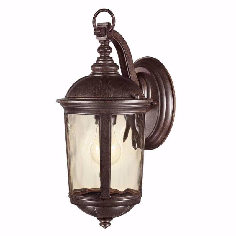 lot 576 image: Home Decorators Collection Wall Mounted Leeds Wall-Mount Outdoor Mystic Bronze Lantern HB7262A-293