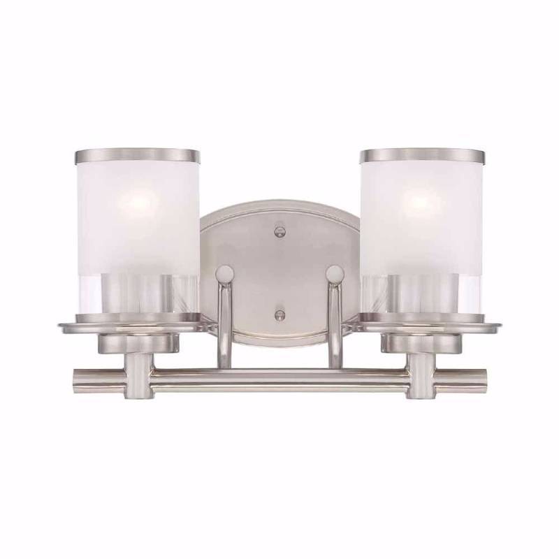 lot 578 image: Hampton Bay Bathroom Lighting 2-Light Brushed Nickel Bath Bar with Clear and Sand Glass HB2578-35