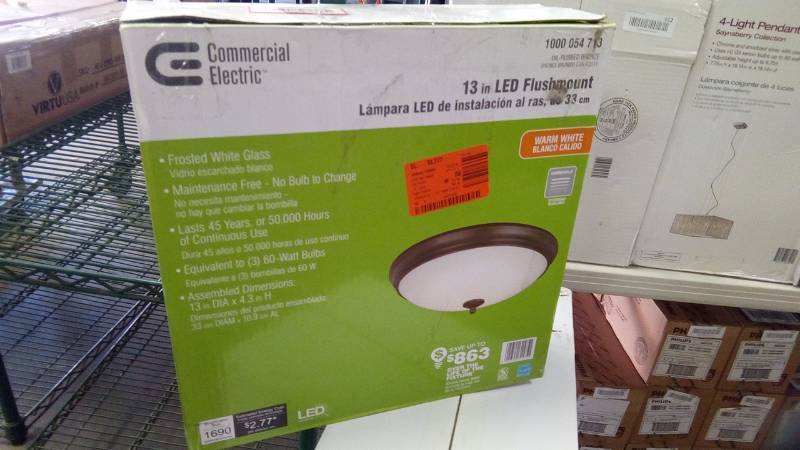 lot 591 image: 13 in. Oil Rubbed Bronze LED Flush Mount