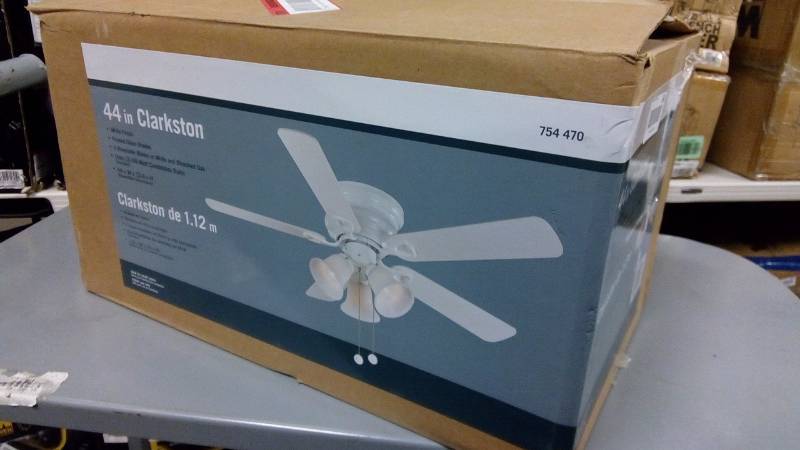 lot 664 image: Clarkston 44 In. White Ceiling Fan Msrp $89