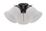 lot 681 image: Westinghouse 7782600 Three-Light Cluster 3-Inch Fitter Ceiling Fan Kit, Oil Rubbed Bronze with Frosted Ribbed Glass Shades