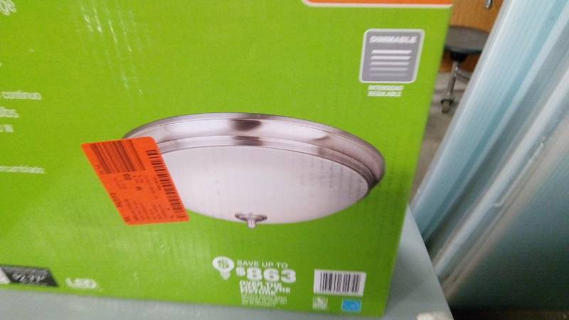 lot 858 image: 13 in. Brushed Nickel LED Flush Mount