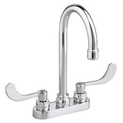 lot 891 image: American Standard 7502.170.002 Monterrey Centerset Gooseneck Lavatory Faucet with Grid Drain, Chrome