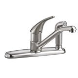 lot 917 image: American Standard 4175.503.075 Colony Soft Swivel Spout Kitchen Faucet with Through Escutcheon Side Spray, Polished Chrome