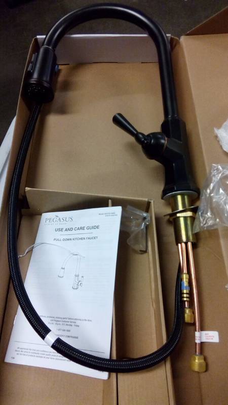 lot 924 image: Pegasus 67070-4027H2 Sentio Single-Handle Pull-Down Sprayer Kitchen Faucet in Mediterranean Bronze