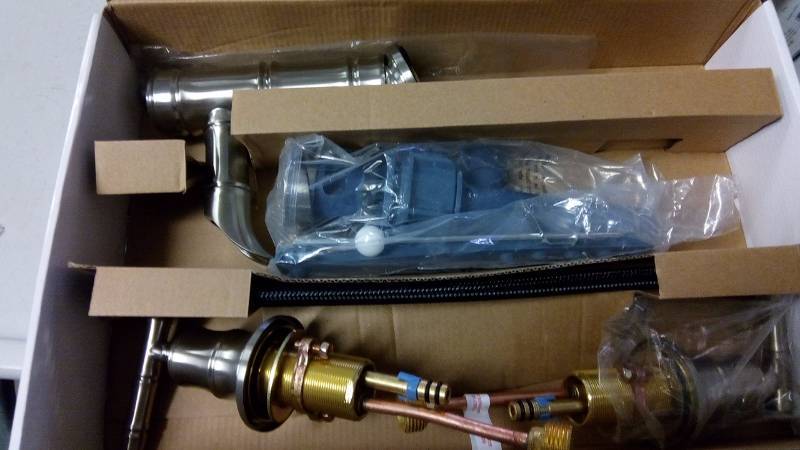 lot 949 image: Bamboo 8 in. Widespread 2-Handle Low-Arc Bathroom Faucet in Brushed Nickel