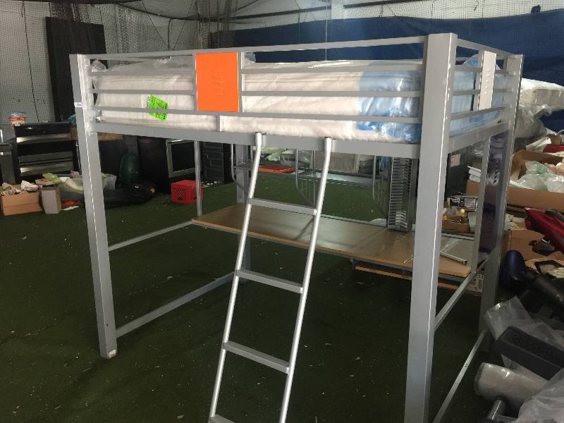 lot 7066 image: METAL BUNK BED WITH DESK - TERRIFIC SPACE SAVER