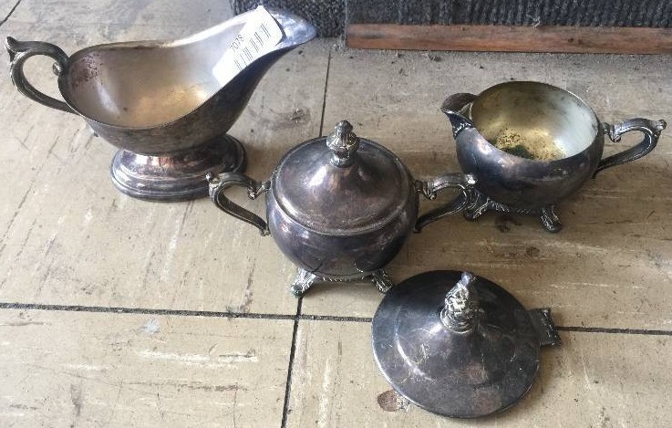 lot 7078 image: ASSORTED POTS- POSSIBLE SILVER ANTIQUES