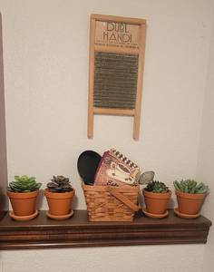 lot 103 image: Antique Washboard, Faux Plants and Decor